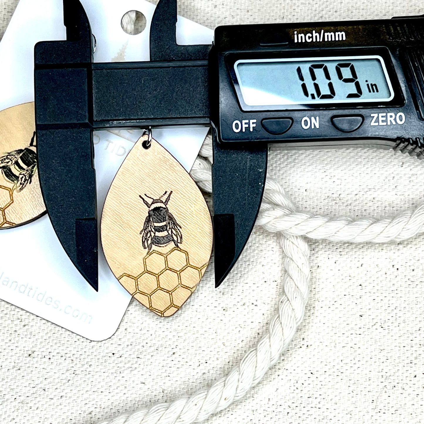 Bee Honeycomb Light Weight Wooden Earrings - Nordland Tides Laser Engraving & Gifts in the Pacific Northwest