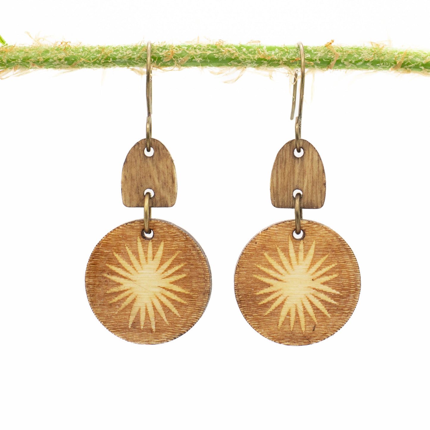 Seaside Serenity: Naturally Dyed Minimalist Birchwood Starfish Earrings - Nordland Tides Laser Engraving & Gifts in the Pacific Northwest
