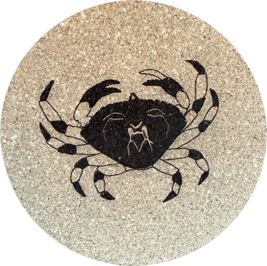 Cork Coasters -Dungeness Crab - Nordland Tides Laser Engraving & Gifts near Port Townsend, WA