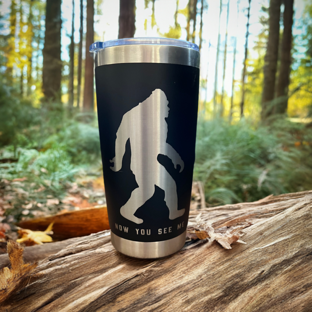 Bigfoot - Sasquatch Now You See Me 20oz Tumbler - Nordland Tides Laser Engraving & Gifts in the Pacific Northwest