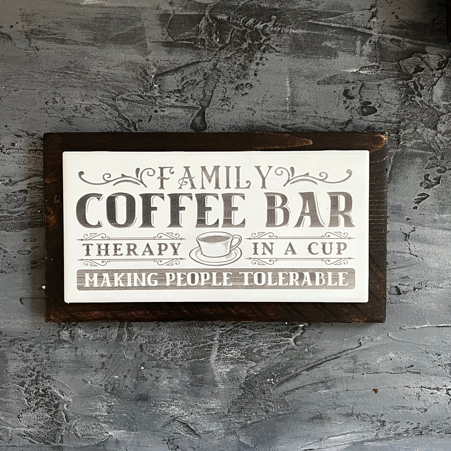 Vintage Style Tile Sign Family Coffee Bar