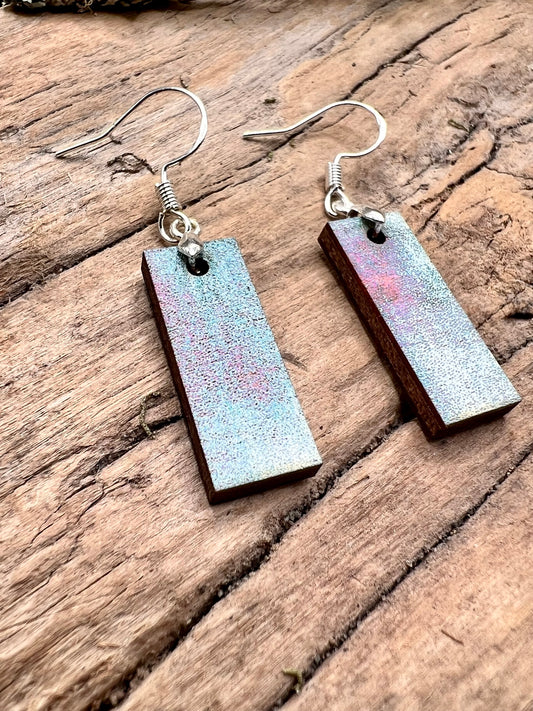 Hand Painted Wood Earrings | Silver Plated Findings