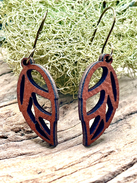 Falling Leaves Leatherette and Birch Earrings | Antique Bronze Finding