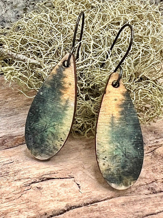 Forest Trees Wooden Earrings | Black Stainless Steel Findings