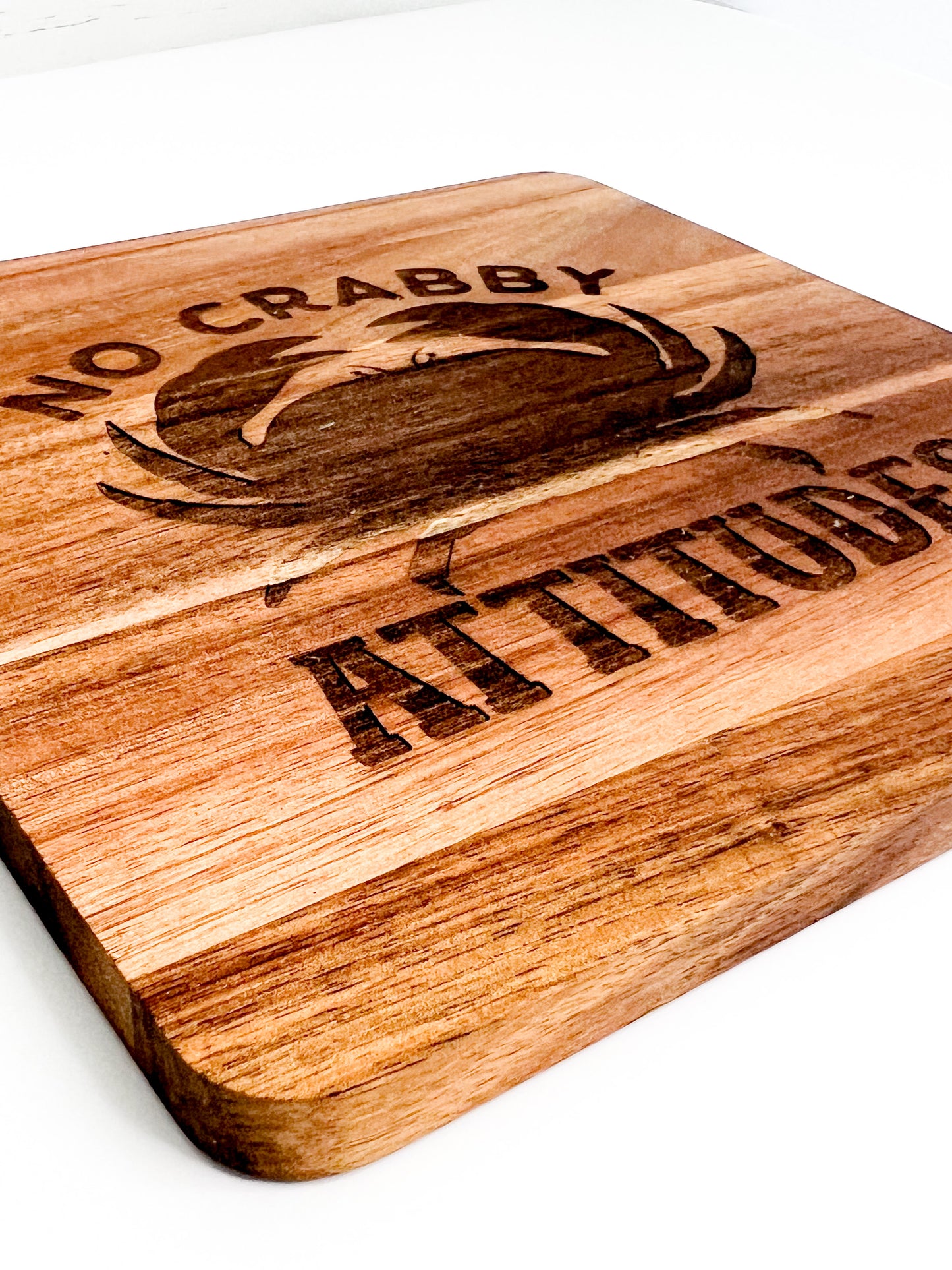 No Crabby Attitudes Acacia Trivet