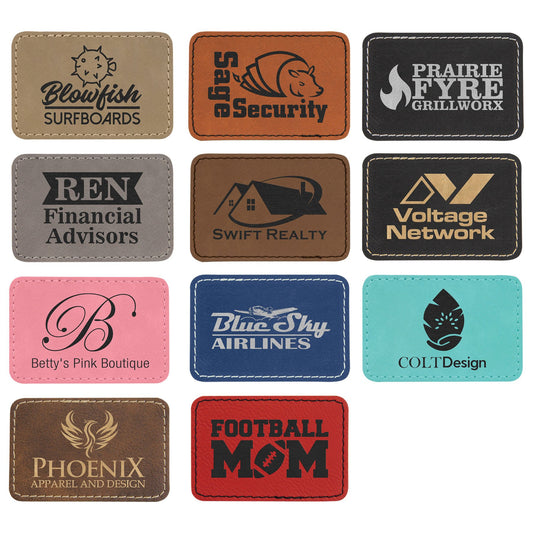 Custom Engraved Leatherette Patches - Rectangle 3" x 2"