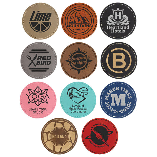 Custom Engraved Leatherette Patches - Circle 2.5" x 2.5"