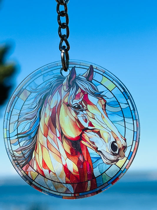 Stained Glass Acrylic Keychain - Horse