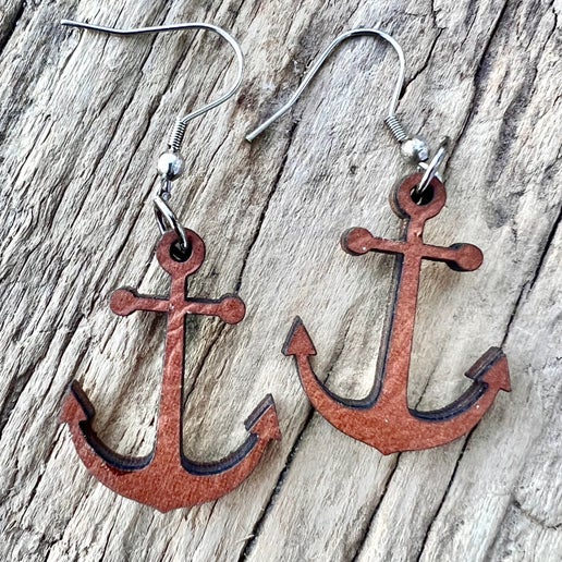 Anchor Birch & Leatherette Earrings