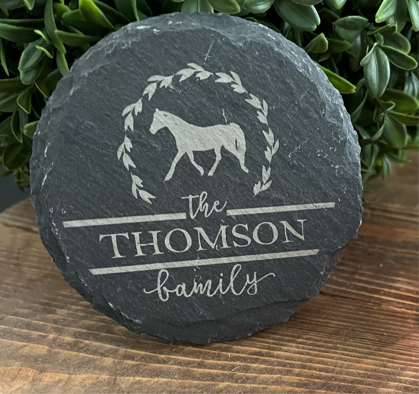 Monogram Family Horse Slate Coaster Set (4)